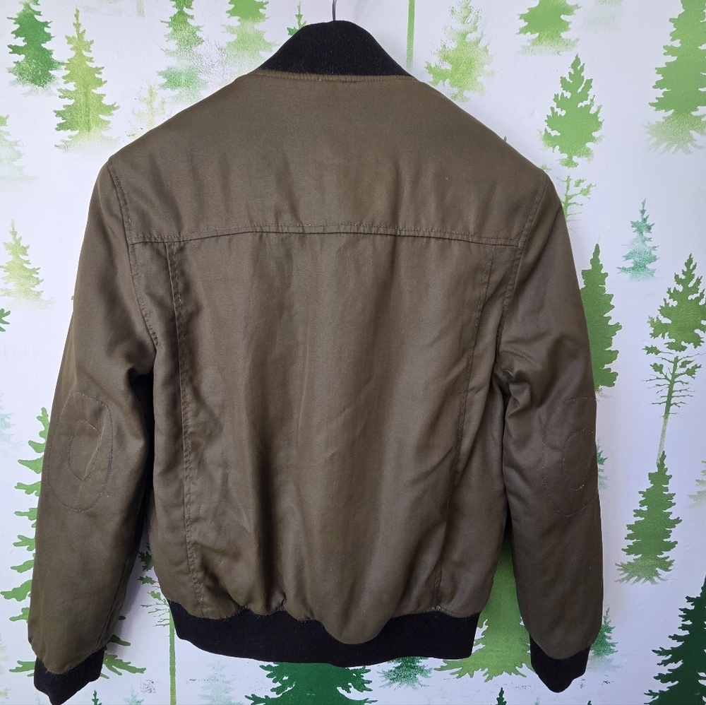 William Rast For Target Olive Bomber Jacket with Black Trim - Picture 3 of 12